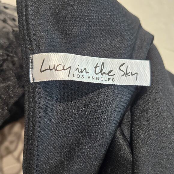 Lucy in the Sky Sheer Sleeve Black Bodycon Dress Made in LA Size L Club Sexy - Picture 2 of 11